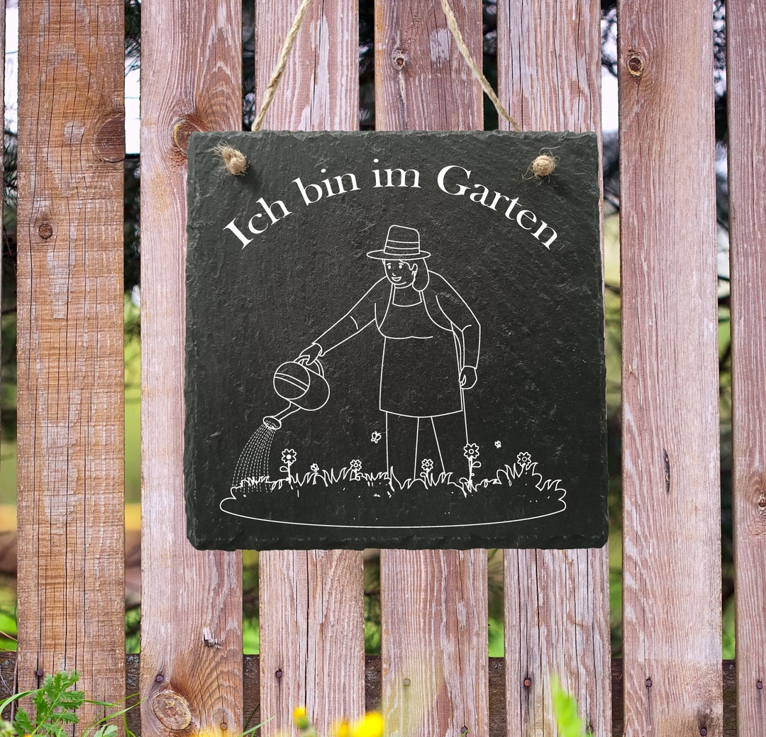 Schiefertafel Schieferplatte Garten Schild Türschild Etsy.de