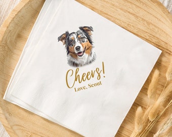 Custom Pet Napkins, Personalized Dog Wedding Napkins, Pet Napkins Wedding, Dog Cocktail Napkins Bridal Shower, 2 Sizes, Custom Quotes