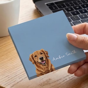 Personalized Pet Portrait Sticky Notes, Custom Dog and Cat Notepads