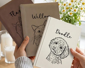 Personalized Pet Journal, Custom Cat Dog Sketch Portrait Notebook