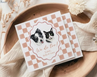 Custom Pet Napkins from Photo, Personalized Cat Dog Cocktail Napkin for Wedding Bar