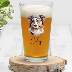 Custom Dog Beer Glass, Dog on Pint Glass, Personalized Cat Drinking Glass, Pet Portrait Mixing Glass, Custom Pet Beer Mug, Dog Glass Cup