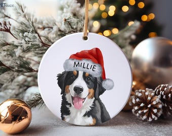 Custom Pet Ornament, Ceramic Dog or Cat Portrait Christmas Keepsake
