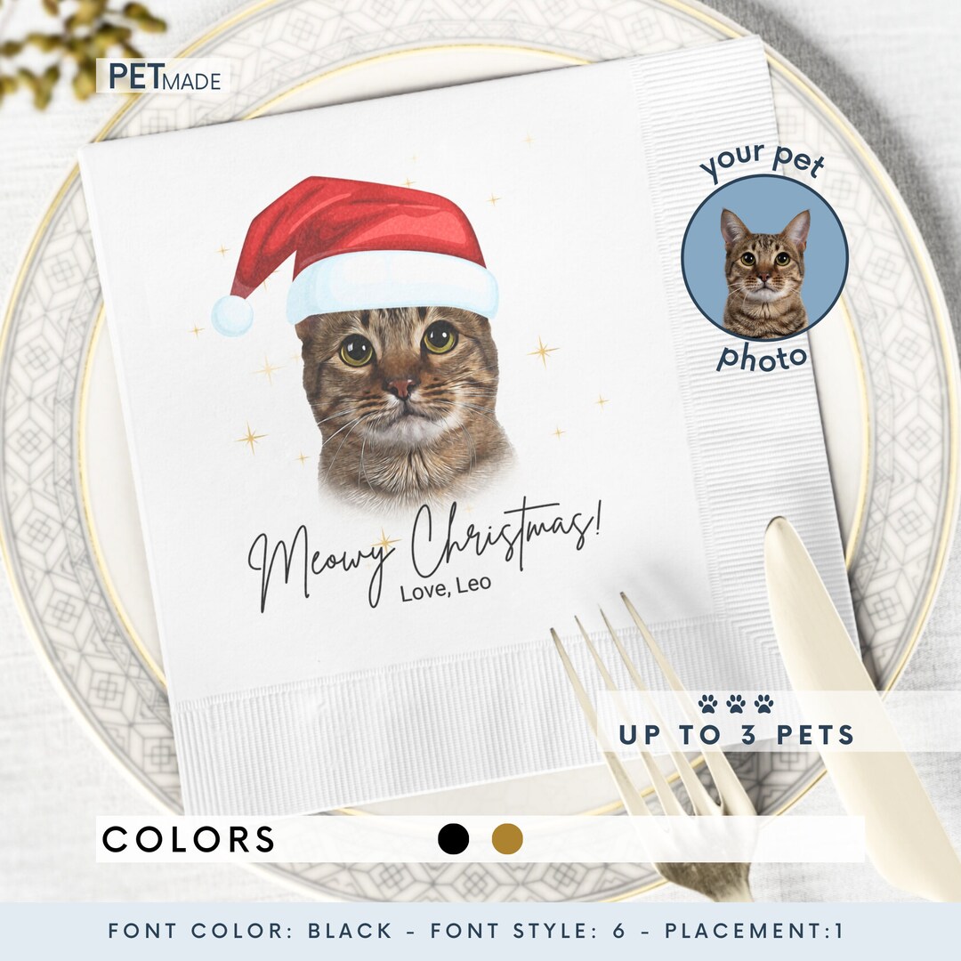 Custom Dog Christmas Napkins Personalized Pet Napkins Dog Etsy