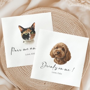 Custom Pet Napkins: Dog & Cat Portraits for Wedding, Bridal Shower