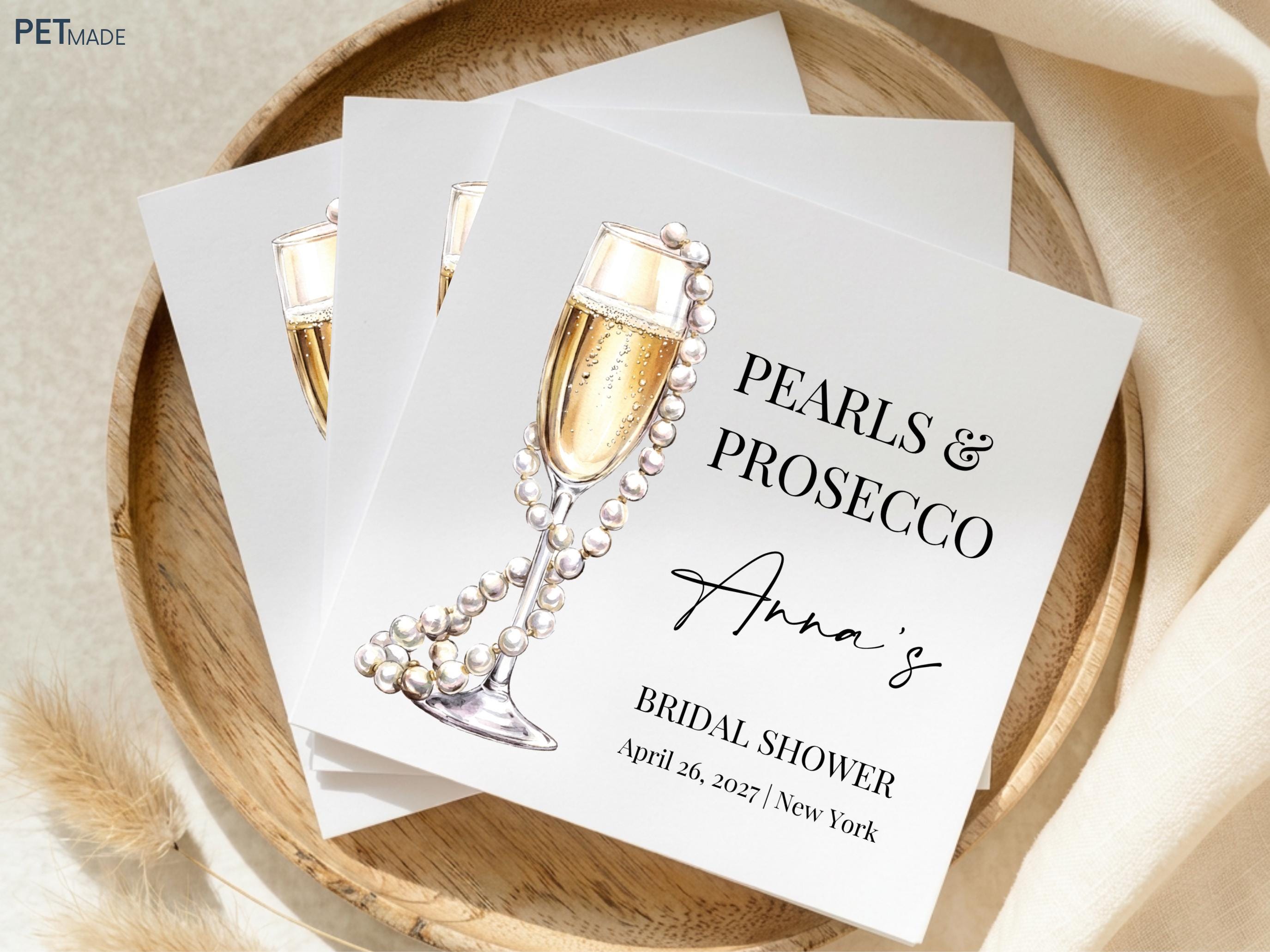 Custom Pearls and Prosecco Bridal Shower - Personalized Cocktail ...