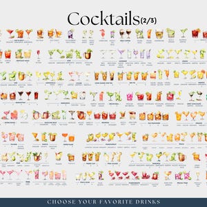 Cocktail Ranges Colour His & Hers Cocktail Sign + Pet, Dog Signature Drink Menu for Wedding or ...
