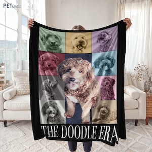 Doodle Dog Throw Blanket: Vibrant Goldendoodle Era  Design