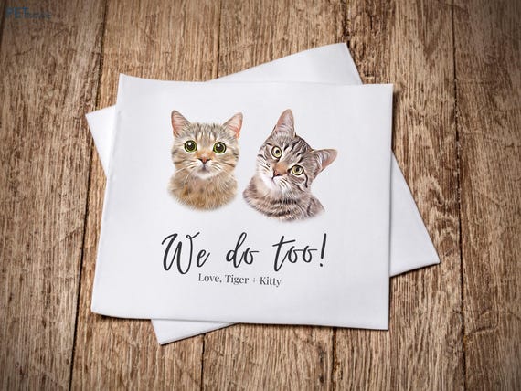 Custom Cat Wedding Napkins, Uncoined Pet Wedding Napkins, Cat Cocktail Napkins, Pet Wedding Drink Napkins, Cat Drink Napkins Wedding