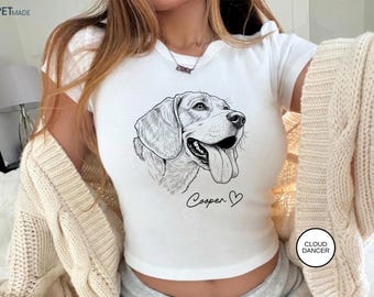 Custom Baby Tee Dog Face Shirt - Crop Top with Pet Portrait