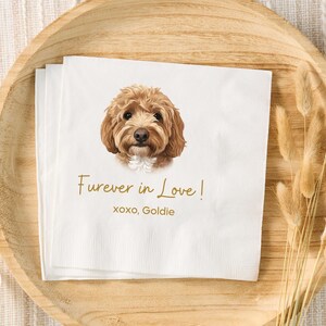 Custom Dog Napkins, Wedding Pet Napkin with Portrait, Cocktail and Luncheon Size