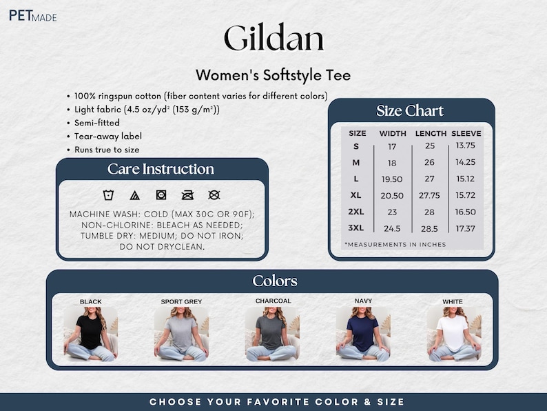 a women's softstyle tee is shown in three different colors