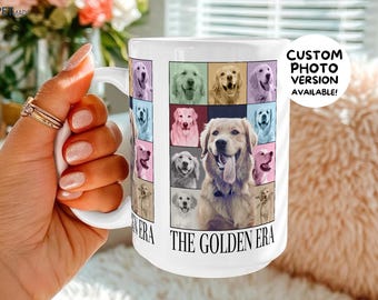 Golden Retriever Mug, Dog Eras Photo Collage, 11oz, 15oz, Personalized Pet Gift