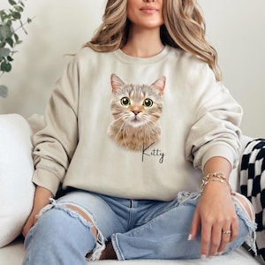 Felpa personalizzata con ritratto del tuo animale domestico, personalizzata con gatto o cane, regalo con foto del tuo animale domestico