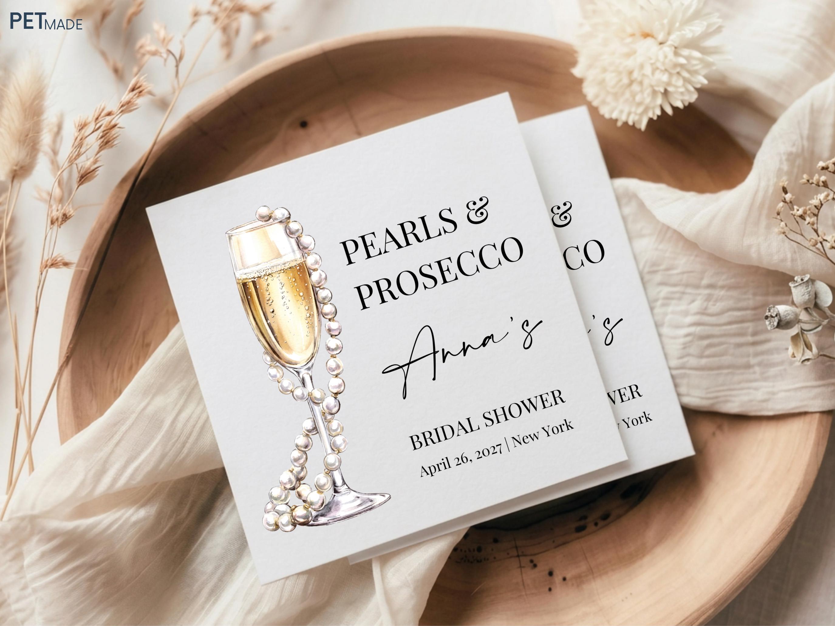 Custom Pearls and Prosecco Bridal Shower - Personalized Cocktail ...