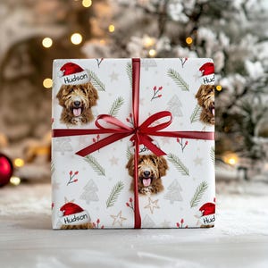 Personalized Pet Christmas Wrapping Paper, Custom Photo Gift Wrap