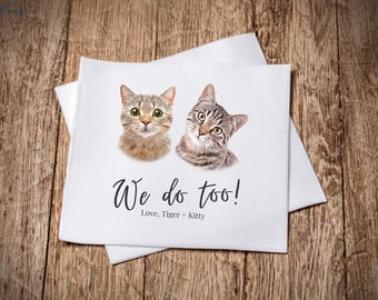Custom Cat Wedding Napkins, Pet Portrait Cocktail Napkins, Personalized Drink Napkins