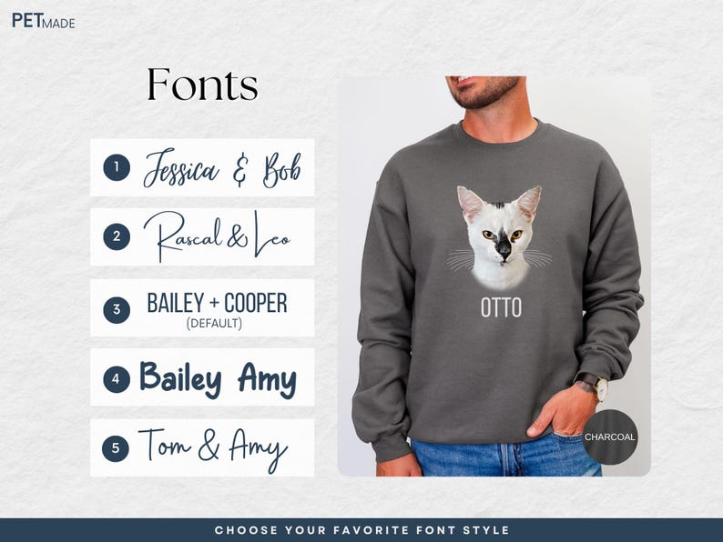 a man wearing a sweatshirt with a picture of a cat on it
