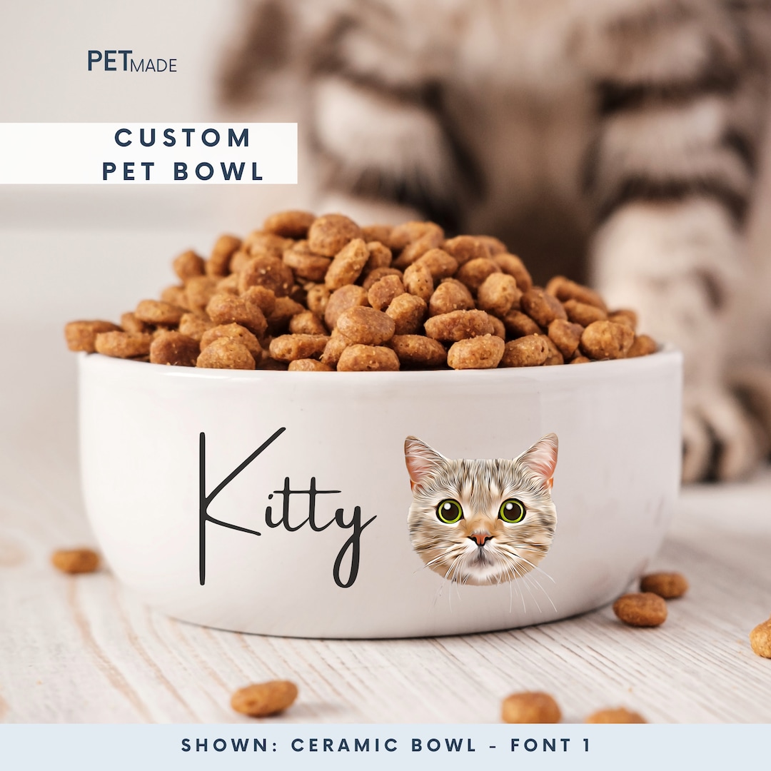 Custom Cat Bowl 3 Sizes Personalized Cat Food Bowl With Pet Etsy