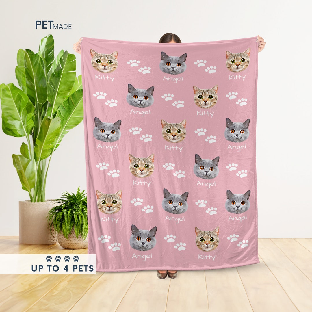 Personalized Cat Blanket Featuring Cat Portrait Painting From Photo