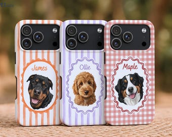 Custom Dog Portrait iPhone 17 Case, Checkered Cover