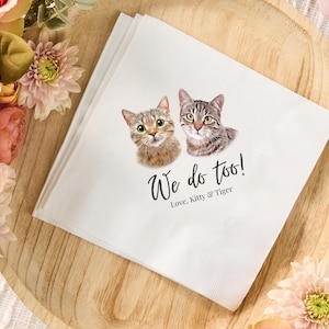 Personalized Cat Wedding Napkins, Custom Pet Cocktail Napkin from Photo