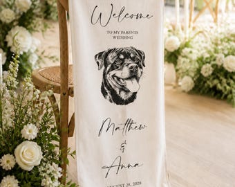 Custom Pet Linen Wedding Sign, Personalized Fabric Welcome Banner with Names