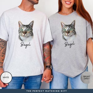 a man and a woman wearing matching tshirts