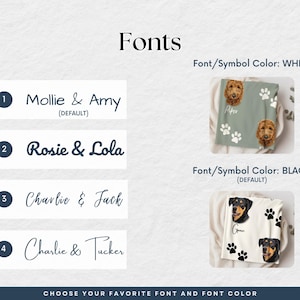 a selection of personalized pet-themed items, including dog-themed blankets, pillows, and other accessories.