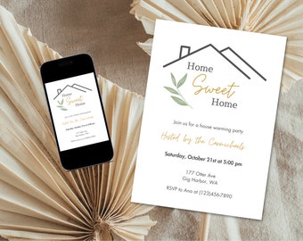 Housewarming Invite, Housewarming Party, Home Sweet Home Invite, Modern House Warming Invite, New House Invite, Printable, Editable