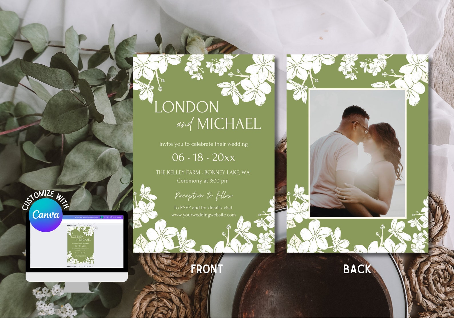 Green Wedding Invitation Sage Wedding Invitation Sampaguita - Etsy