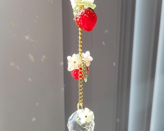 Acchiappasole a forma di vite di fragole / Ciondolo per auto in cristallo / Decorazione da appendere per la stanza