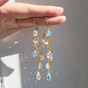Shooting Star Dangle Earrings | Celestial Star Drop Earrings