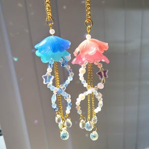 Jellyfish Car Charm Suncatcher |  Hanging Jellyfish Dangle Charm | Beach Sea Vibes