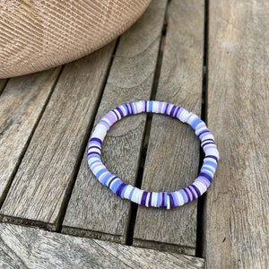 Bracelet élastique perles heishi rondelles polymère taille personnalisée -  Un grand marché