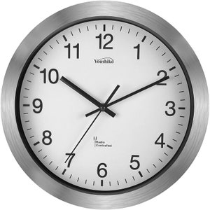 Youshiko Radio Controlled Wall Clock, Silver Aluminum, 30cm