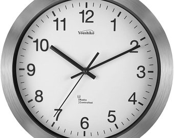 Youshiko Radio Controlled Wall Clock, Silver Aluminum, 30cm