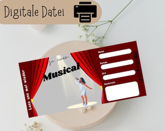 Chèque musical, chèque personnalisé, emballage carte musicale, chèque coupon, carte chèque, cadeau copine