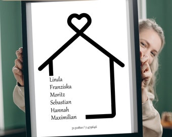 Einzug Geschenk, Familie Geschenk, Einzug Personalisiert, Familie Namen, Familie Poster, Familie personalisiert, Zuhause Poster, Zuhause PNG