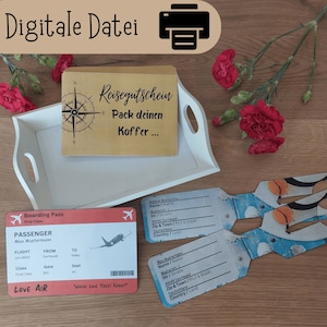 bon de voyage | Bon personnalisé | bon de voyage | Couverture incluse | Idée cadeau spéciale | carte de bon d'achat | Fichier numérique