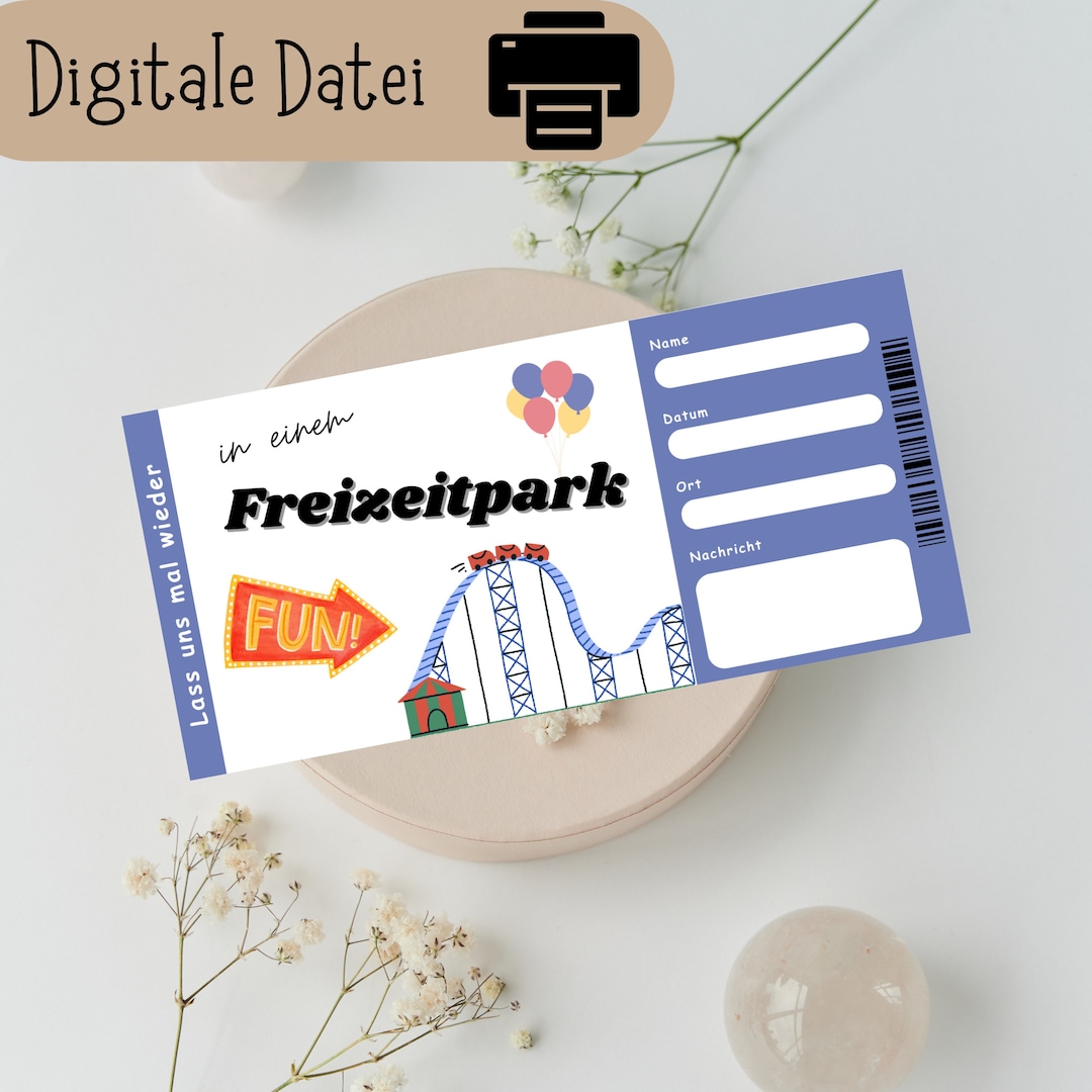 Amusement Park Voucher Digital Voucher Amusement Park Etsy