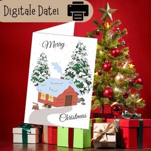 Folding card, Christmas ball, Christmas card, greeting card, postcard, digital download, digital card, Christmas