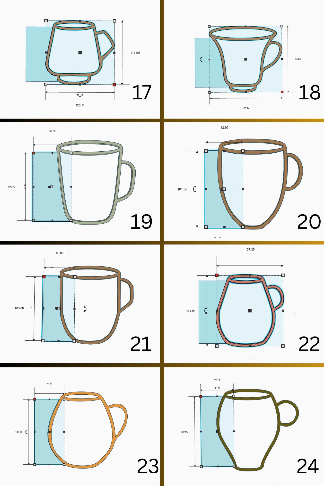 Bubble Mug Rib Template 30-piece Mug-shaped Pottery Rib Set, Durable Plastic Clay Tools for ...