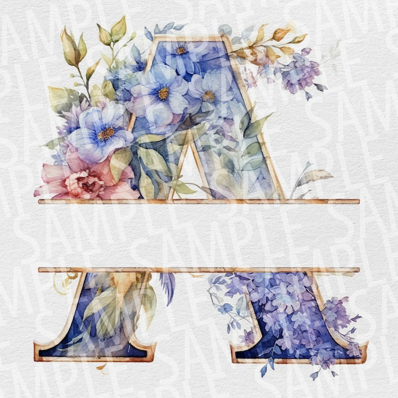 Watercolor Floral Monogram Clipart PNG, Logo, Letter A, Transparent