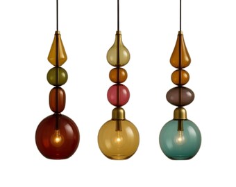 Hand-Blown Glass Pendant Lights, Modern Egyptian Decor, Set of 3