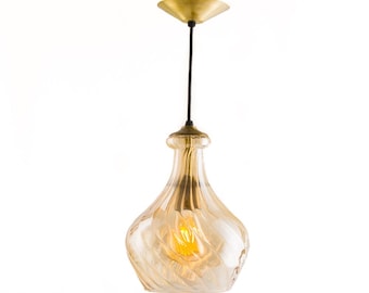 Handcrafted Amber Glass Pendant Light – Egyptian Lighting