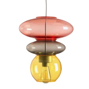Hand-blown multicolor glass pendant light, artisan lighting fixture for modern or boho interiors, Colorful Hanging Lamp, Unique Light Decor