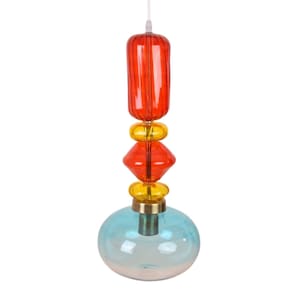 Multicolor hand-blown glass pendant light, artisan-crafted for vibrant interiors,  Lighting Decor, Artistic Hanging Lamp, Unique Glass Light