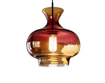 Hand Blown Amber Glass Pendant Light, Egyptian Craft