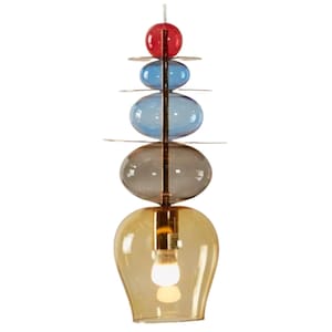 Handmade Glass Pendant Light with Colorful Artistic Design | Unique Oriental-Inspired Hanging Lamp for Elegant Home Decor - Lighting Glass